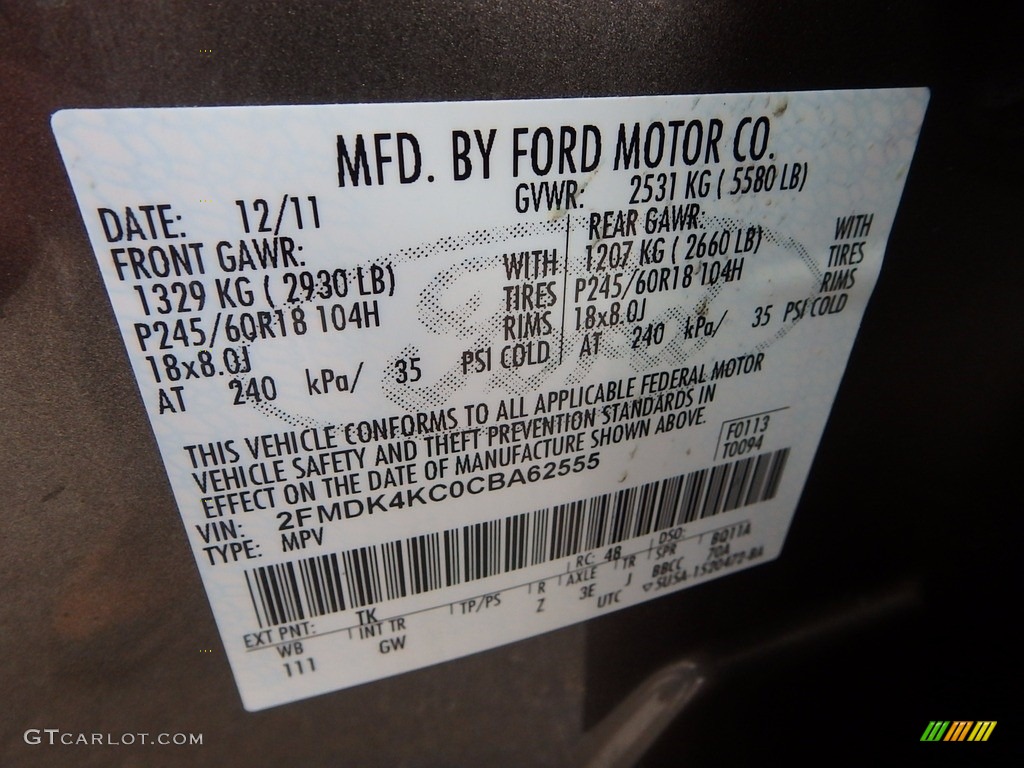 2012 Edge Limited AWD - Mineral Grey Metallic / Charcoal Black photo #23