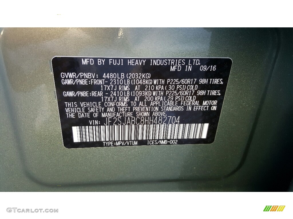 2017 Forester 2.5i - Jasmine Green Metallic / Gray photo #7