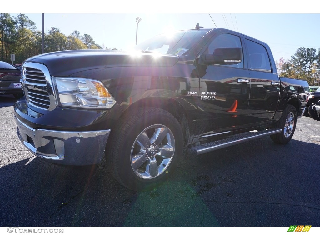 2017 1500 Big Horn Crew Cab - Brilliant Black Crystal Pearl / Black/Diesel Gray photo #3