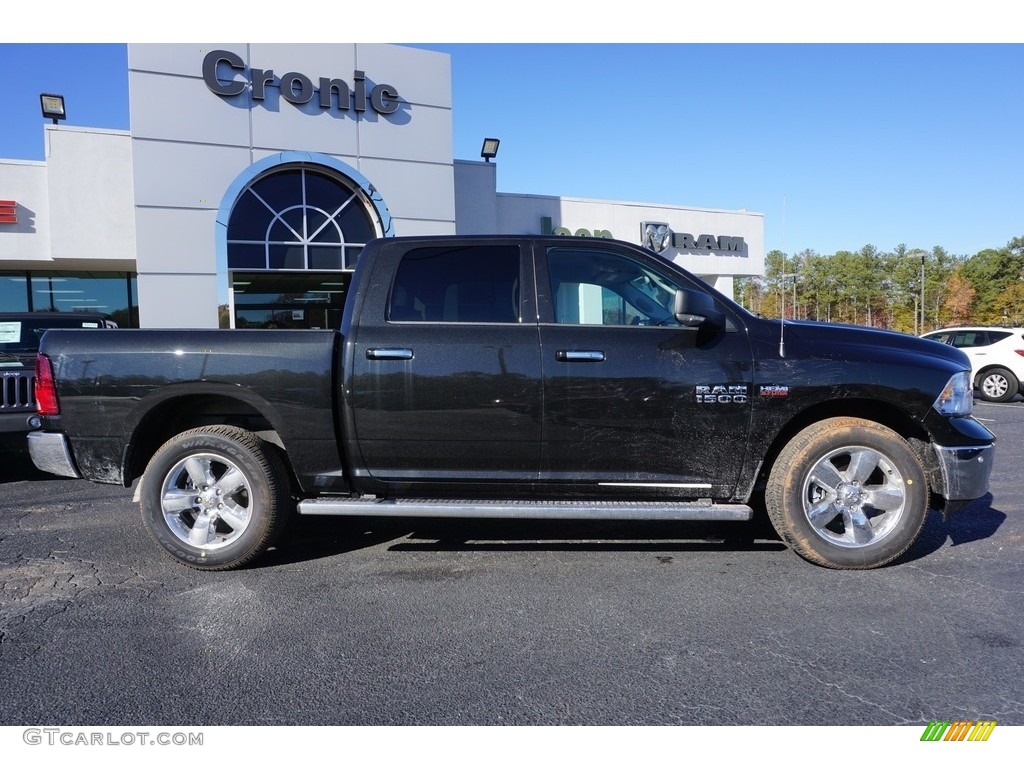 2017 1500 Big Horn Crew Cab - Brilliant Black Crystal Pearl / Black/Diesel Gray photo #7