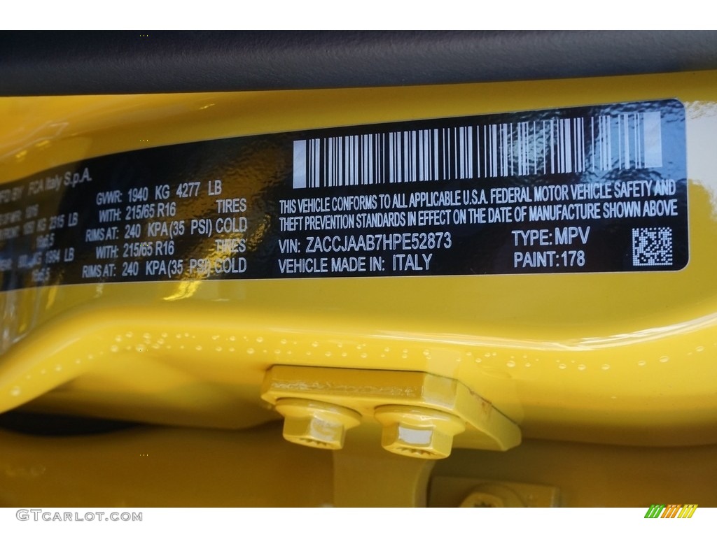 2017 Renegade Color Code 178 for Solar Yellow Photo #117345589