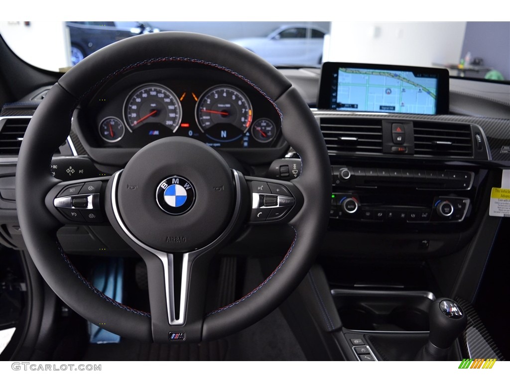 2017 BMW M3 Sedan Black/fjord Blue Steering Wheel Photo #117347581