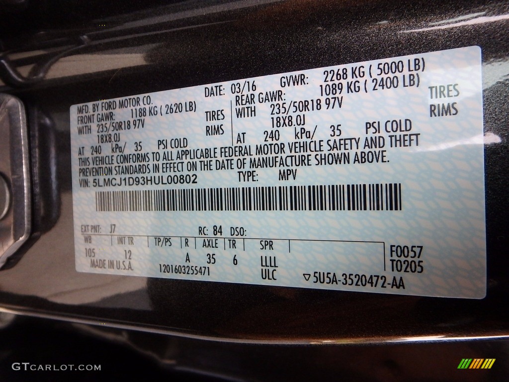 2017 MKC Color Code J7 for Magnetic Photo #117354766