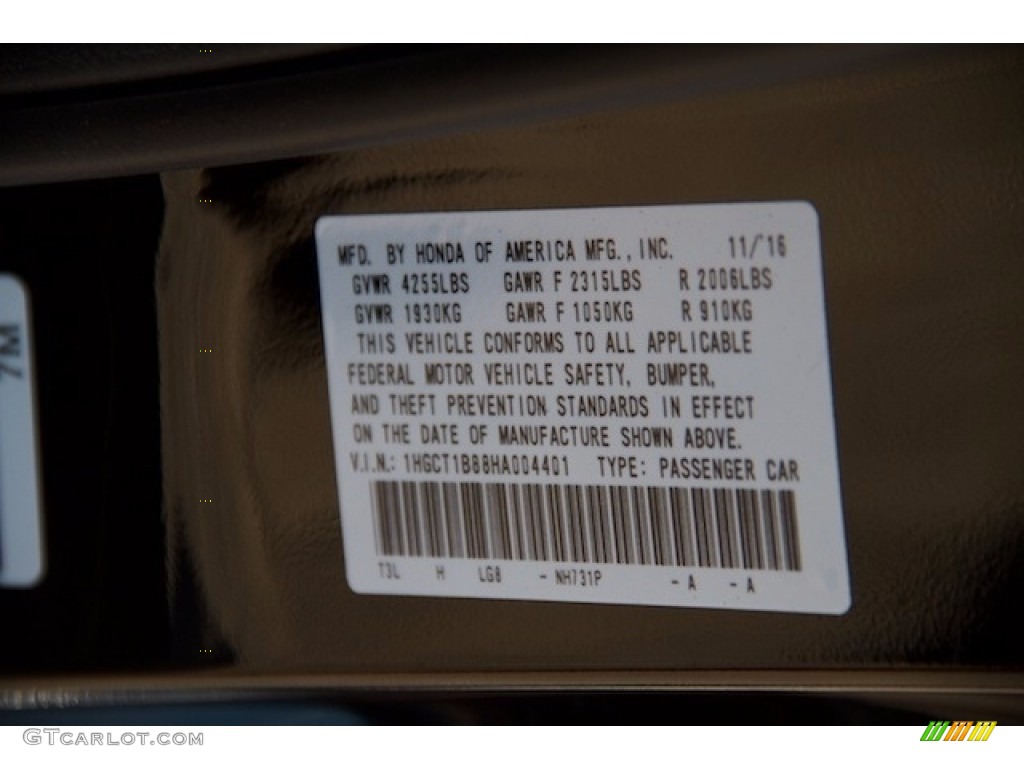 2017 Accord Color Code NH731P for Crystal Black Pearl Photo #117361736