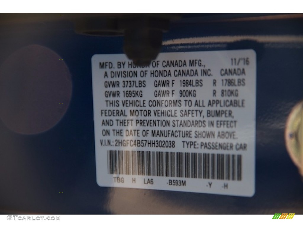 2017 Civic LX Coupe - Aegean Blue Metallic / Black/Gray photo #15