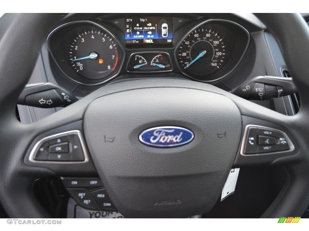 2017 Ford Focus SE Sedan Charcoal Black Steering Wheel Photo #117368644