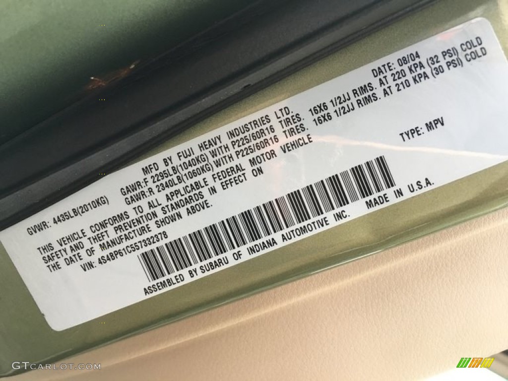 2005 Outback 2.5i Wagon - Willow Green Opal / Taupe photo #104