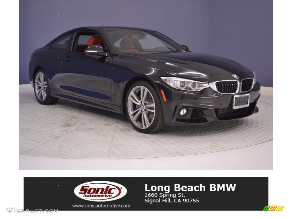2017 4 Series 440i Coupe - Black Sapphire Metallic / Coral Red photo #1