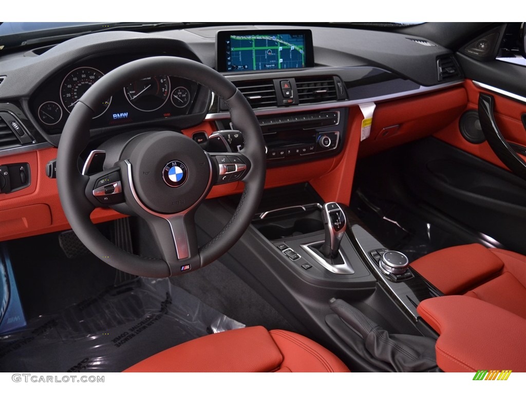 2017 4 Series 440i Coupe - Black Sapphire Metallic / Coral Red photo #7
