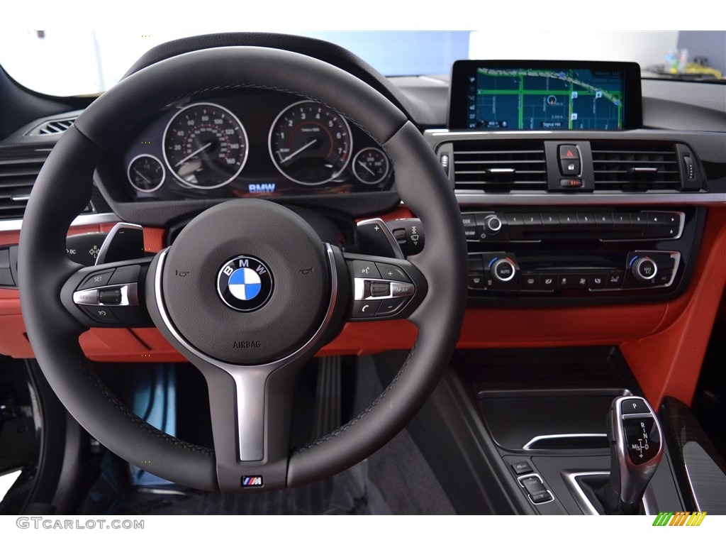 2017 4 Series 440i Coupe - Black Sapphire Metallic / Coral Red photo #14