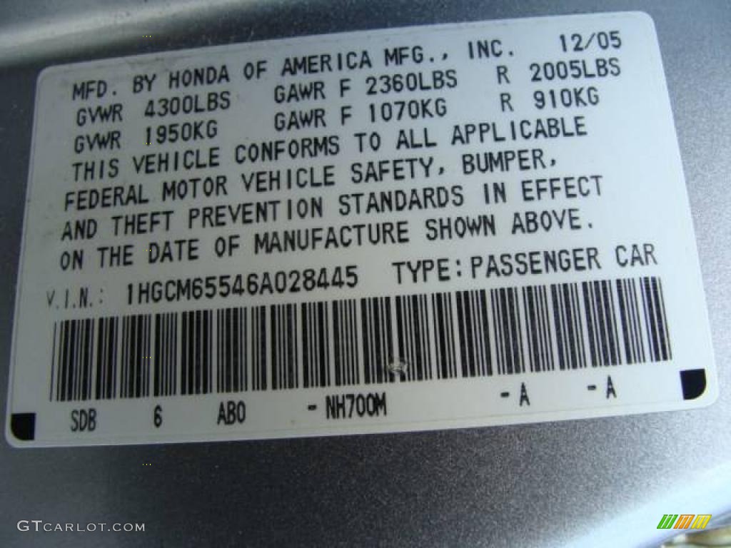2006 Accord EX V6 Sedan - Alabaster Silver Metallic / Black photo #15