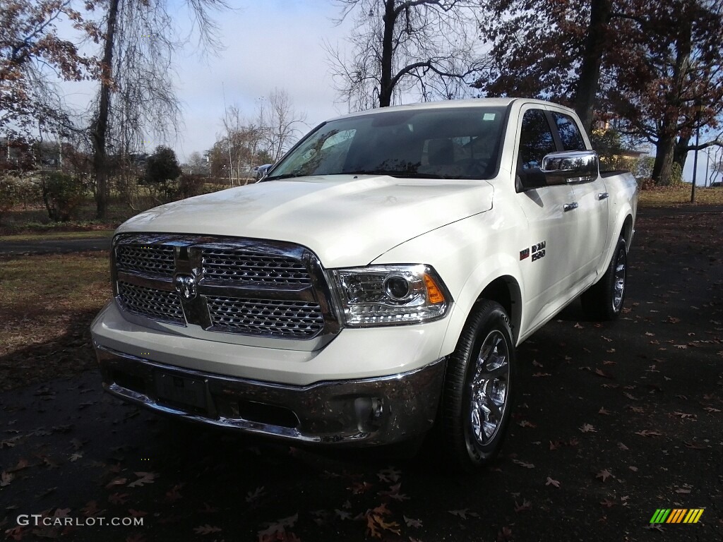 2017 1500 Laramie Crew Cab 4x4 - Pearl White / Canyon Brown/Light Frost Beige photo #2