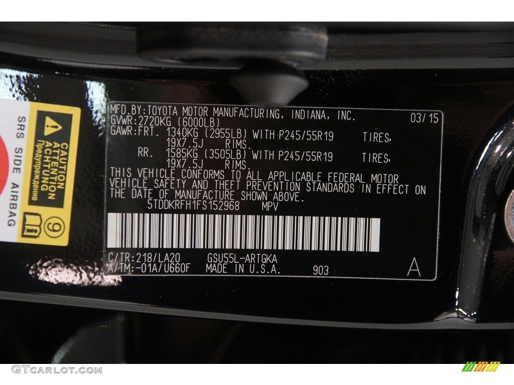 2015 Highlander Limited AWD - Attitude Black Metallic / Black photo #23