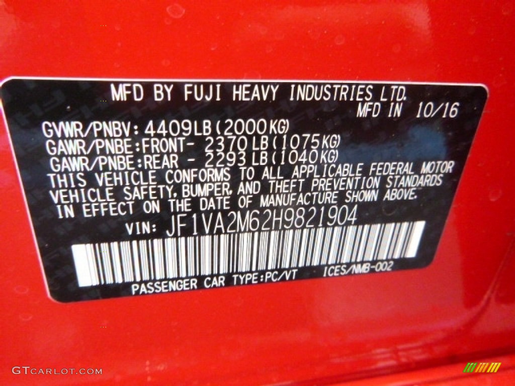 2017 WRX STI - Pure Red / Carbon Black photo #15