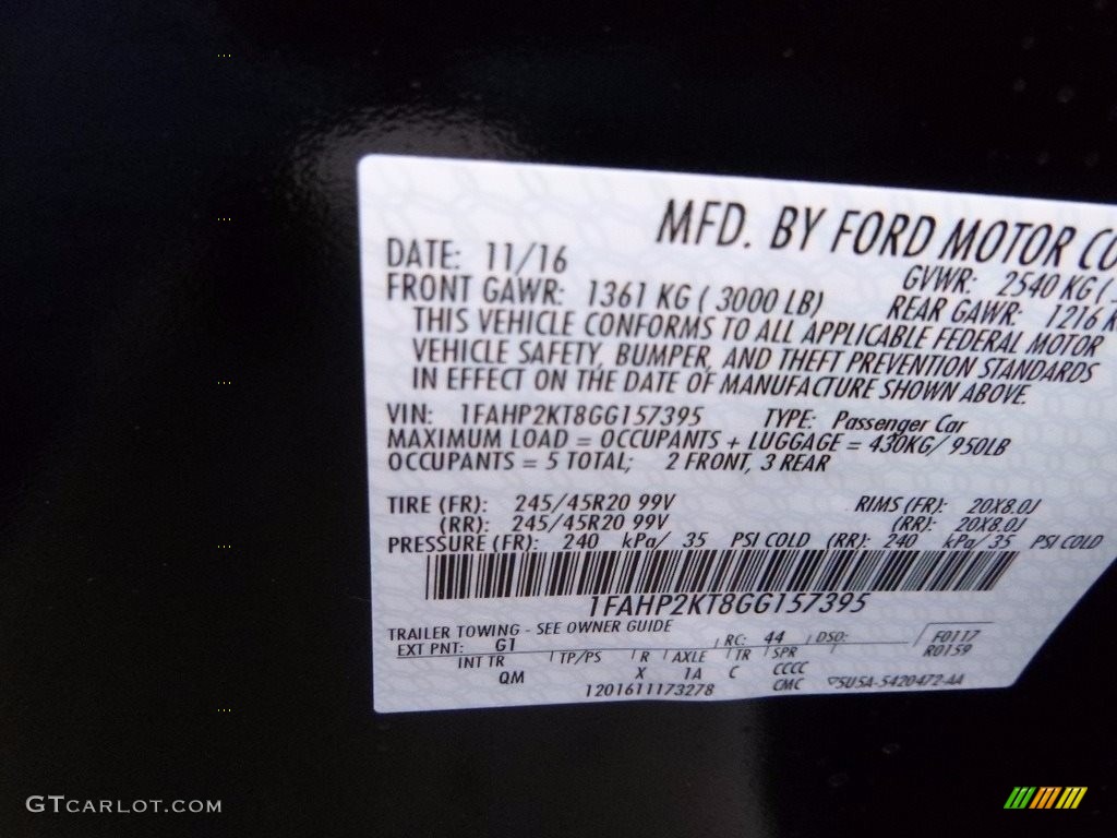 2016 Taurus Color Code G1 for Shadow Black Photo #117394928