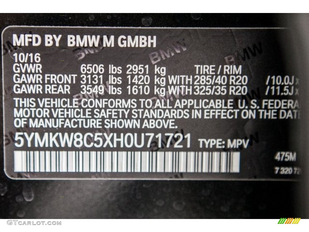2017 X6 M Color Code 475 for Black Sapphire Metallic Photo #117406511