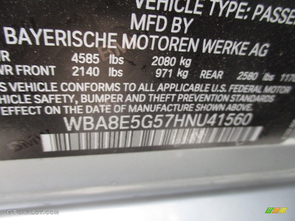 2017 3 Series 320i xDrive Sedan - Glacier Silver Metallic / Black photo #19