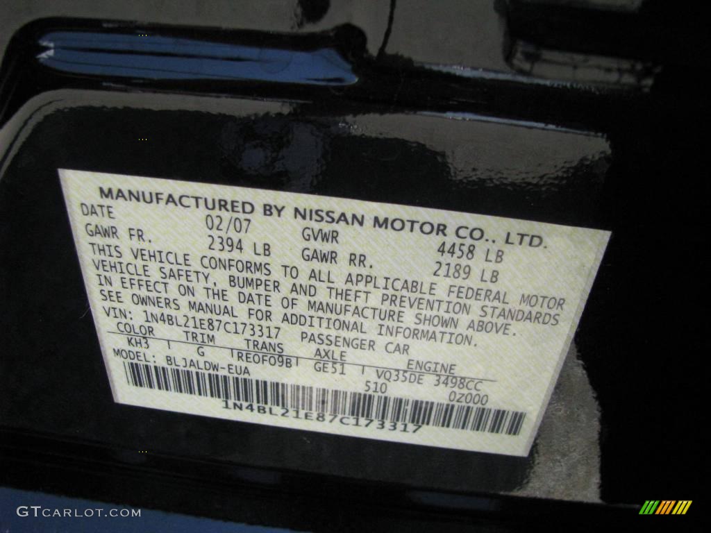 2007 Altima 3.5 SE - Super Black / Charcoal photo #14