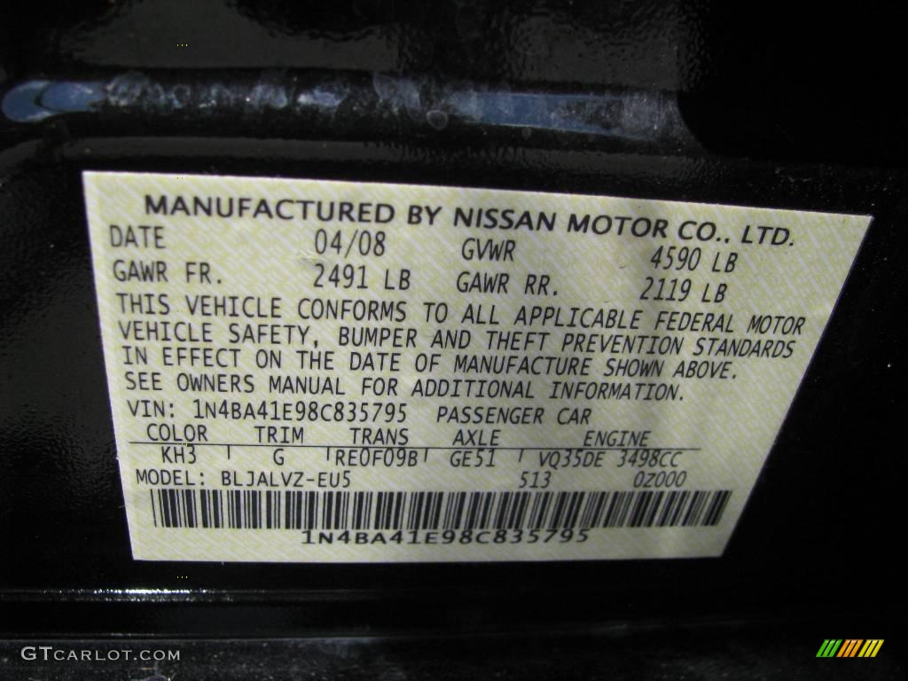 2008 Maxima 3.5 SE - Super Black / Charcoal Black photo #14