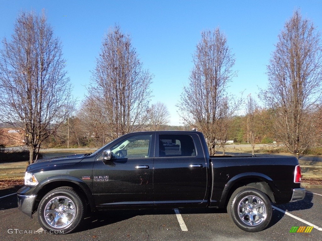 2017 1500 Laramie Crew Cab 4x4 - Brilliant Black Crystal Pearl / Canyon Brown/Light Frost Beige photo #1