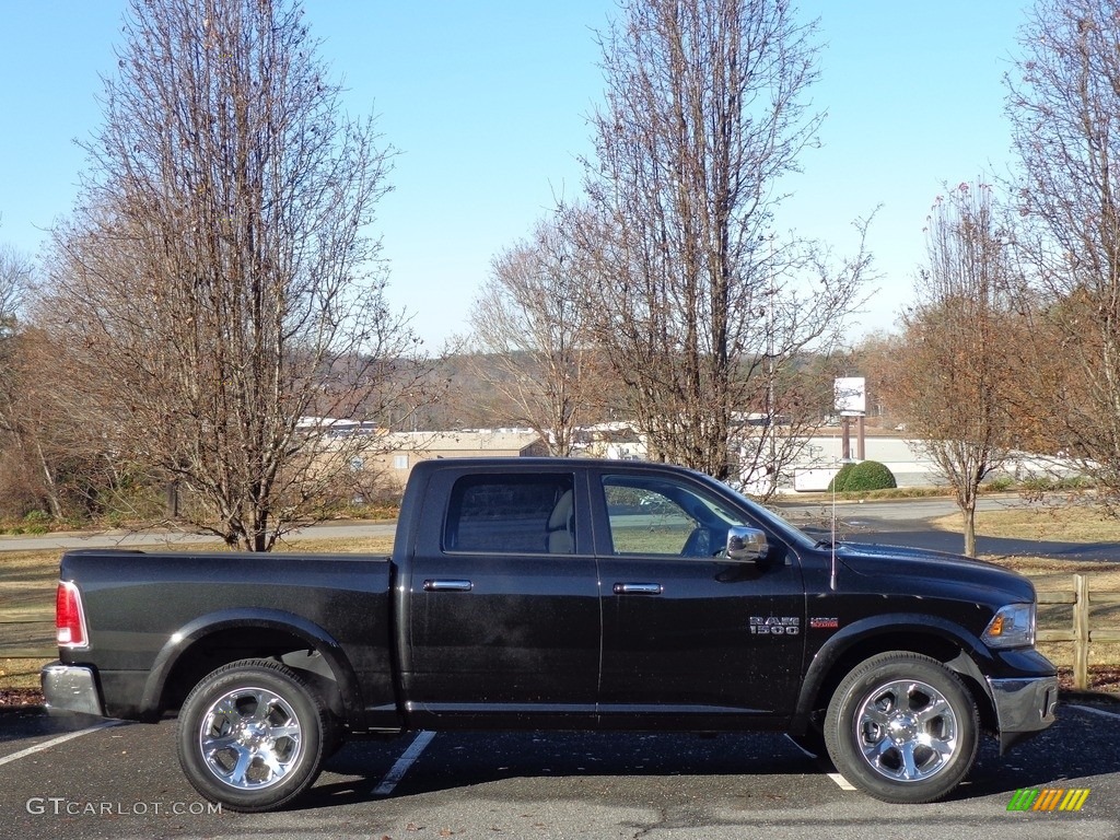 2017 1500 Laramie Crew Cab 4x4 - Brilliant Black Crystal Pearl / Canyon Brown/Light Frost Beige photo #5