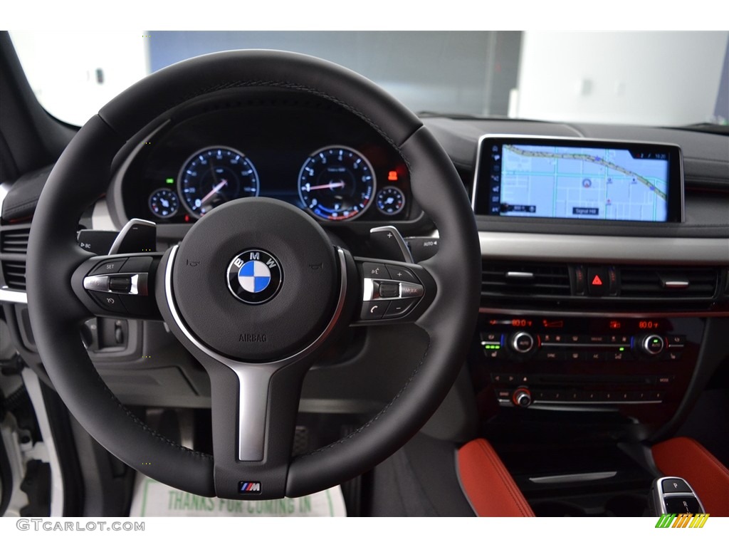 2017 BMW X6 sDrive35i Coral Red/Black Steering Wheel Photo #117427415