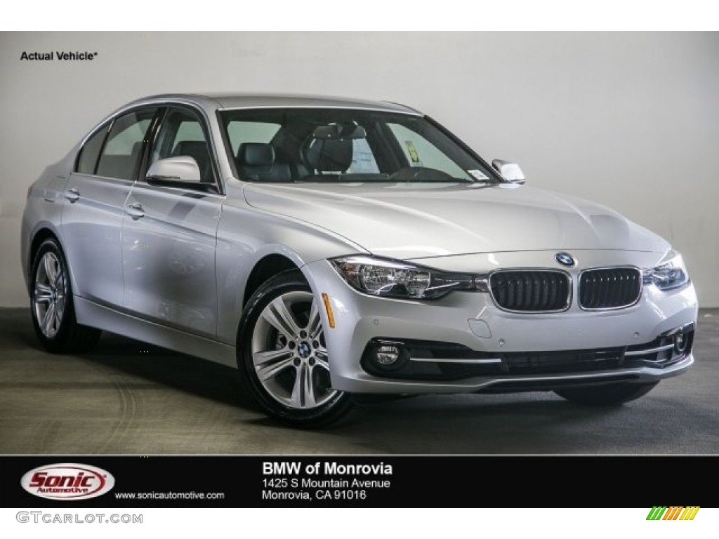 2017 3 Series 330i Sedan - Glacier Silver Metallic / Black photo #1