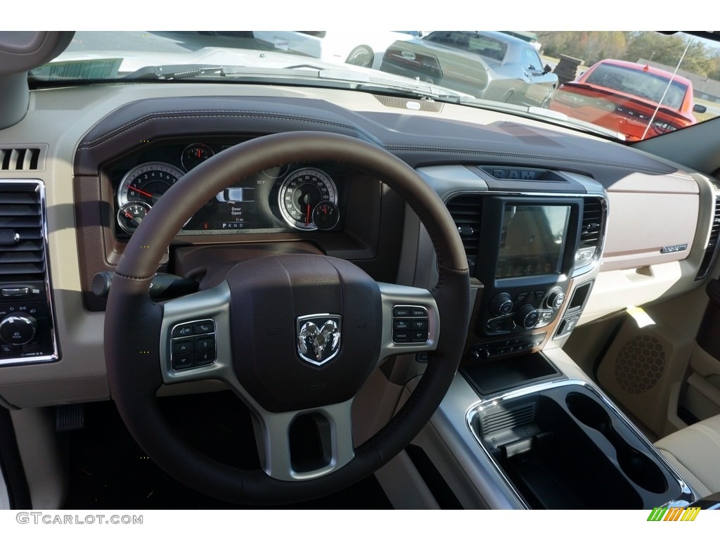 2017 1500 Laramie Crew Cab 4x4 - Bright White / Canyon Brown/Light Frost Beige photo #9