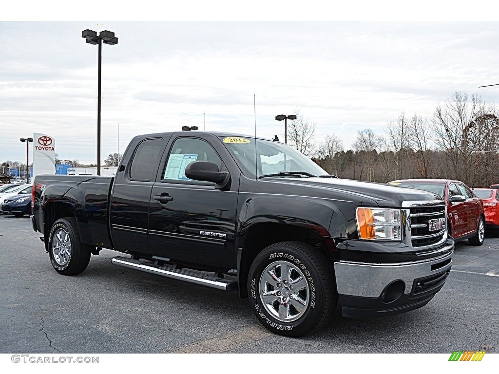 2012 Sierra 1500 SLE Extended Cab 4x4 - Carbon Black Metallic / Dark Titanium/Light Titanium photo #1