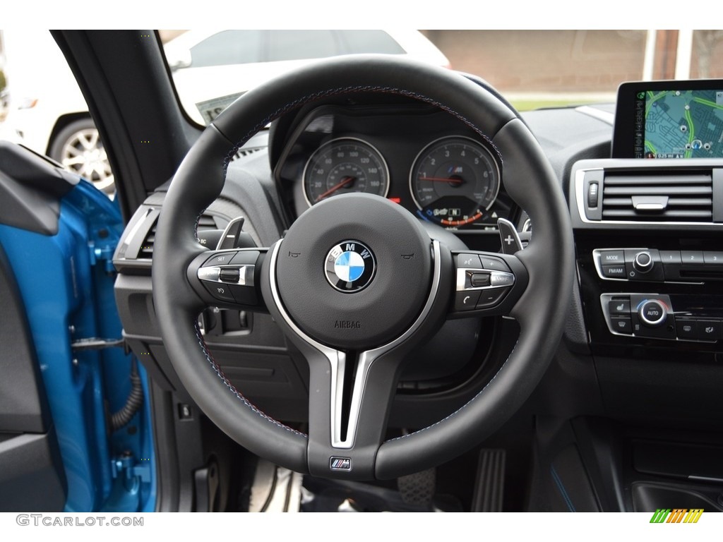 2016 BMW M2 Coupe Black/Blue Highlight Steering Wheel Photo #117445971