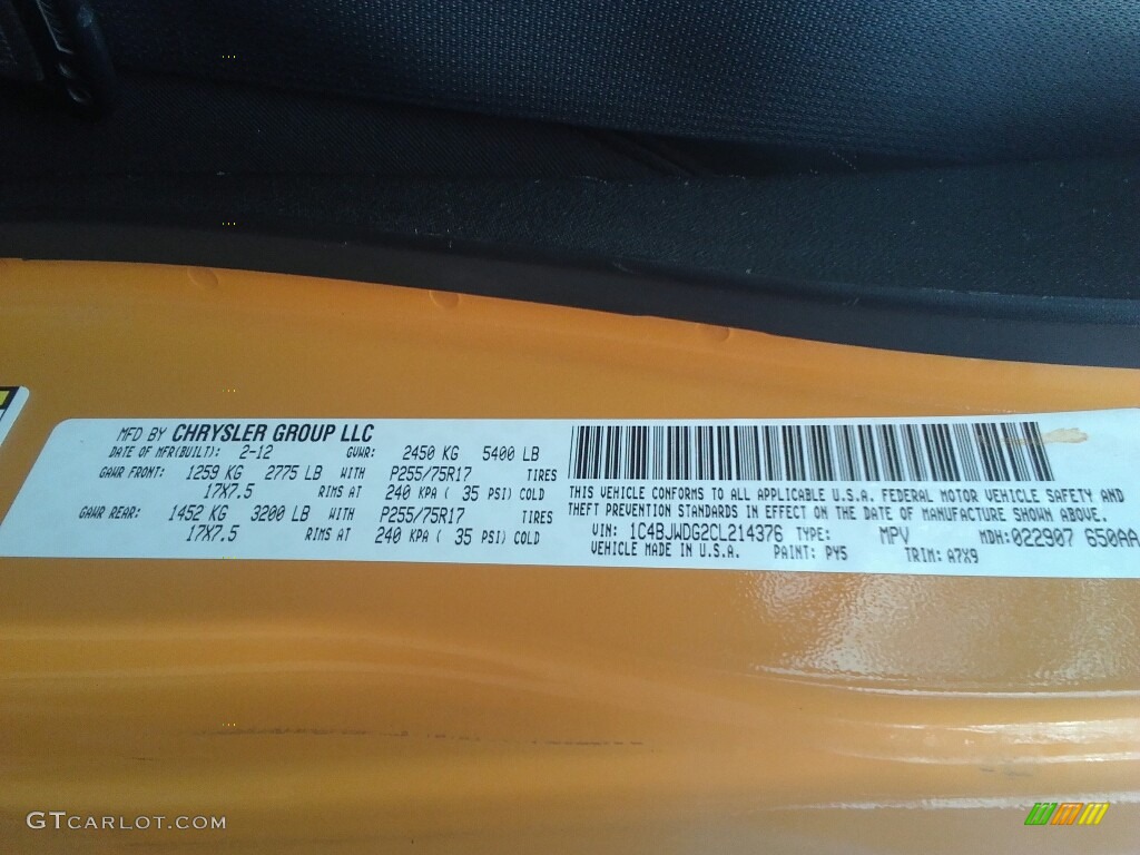 2012 Wrangler Unlimited Sport 4x4 - Dozer Yellow / Black photo #26