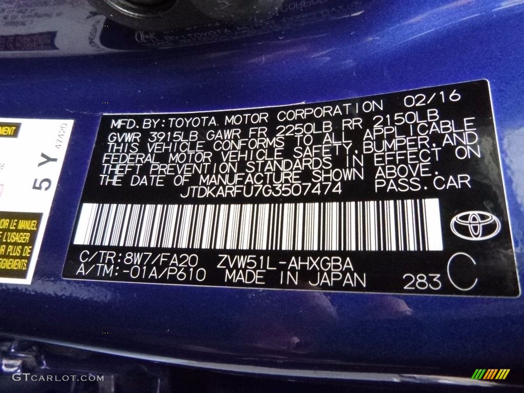 2016 Prius Three - Blue Crush Metallic / Black photo #27