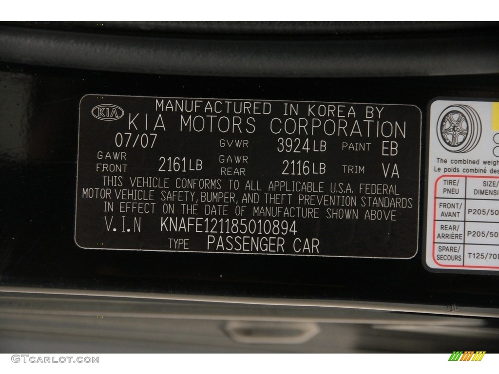2008 Spectra LX Sedan - Black / Black photo #15