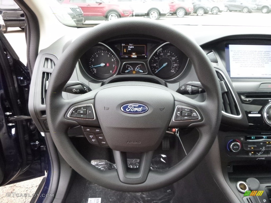 2017 Ford Focus SEL Sedan Charcoal Black Steering Wheel Photo #117488276