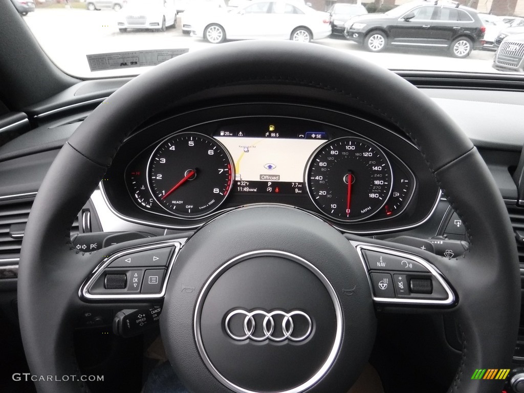 2017 Audi A6 2.0 TFSI Premium quattro Black Steering Wheel Photo #117489566