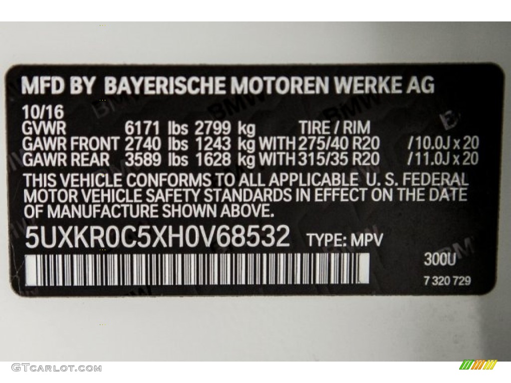 2017 X5 Color Code 300 for Alpine White Photo #117494785