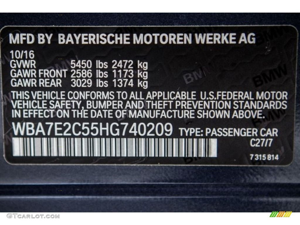 2017 7 Series 740i Sedan - Arctic Gray Metallic / Black photo #10