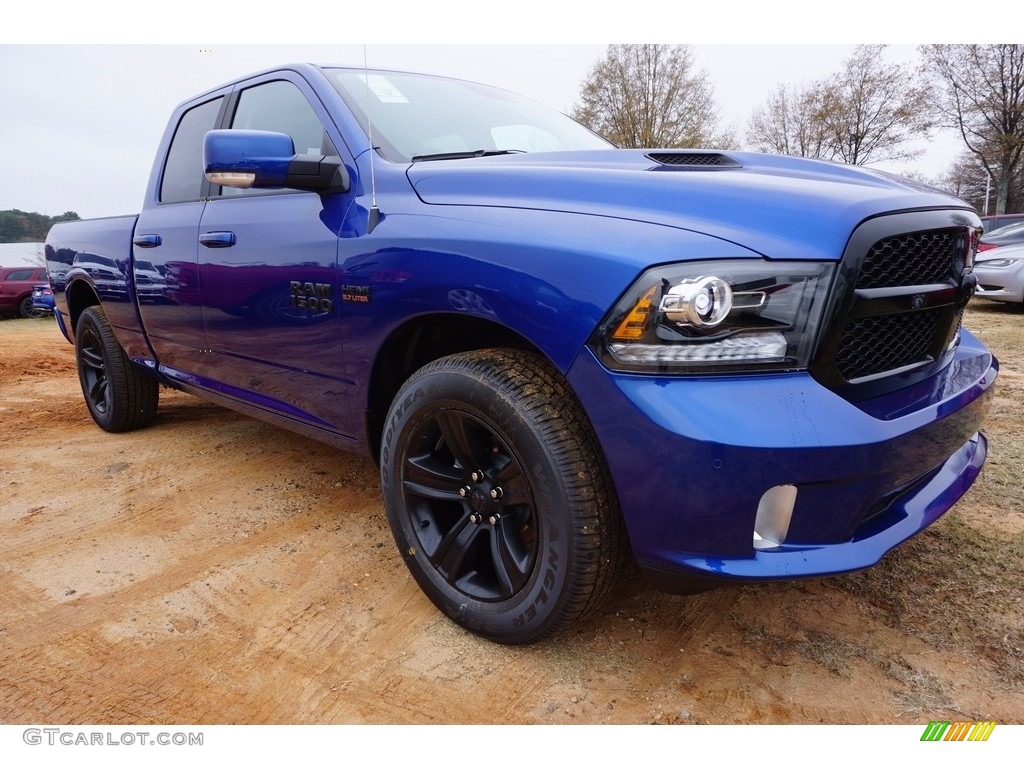 2017 1500 Sport Quad Cab - Blue Streak Pearl / Black photo #4