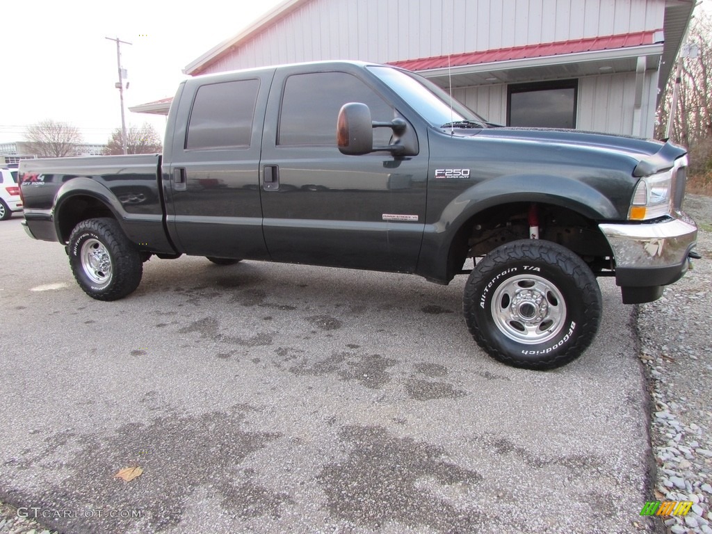 2004 F250 Super Duty Lariat Crew Cab 4x4 - Estate Green Metallic / Medium Parchment photo #7