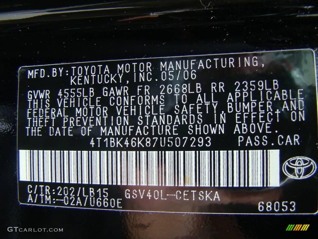 2007 Camry SE V6 - Black / Dark Charcoal photo #15