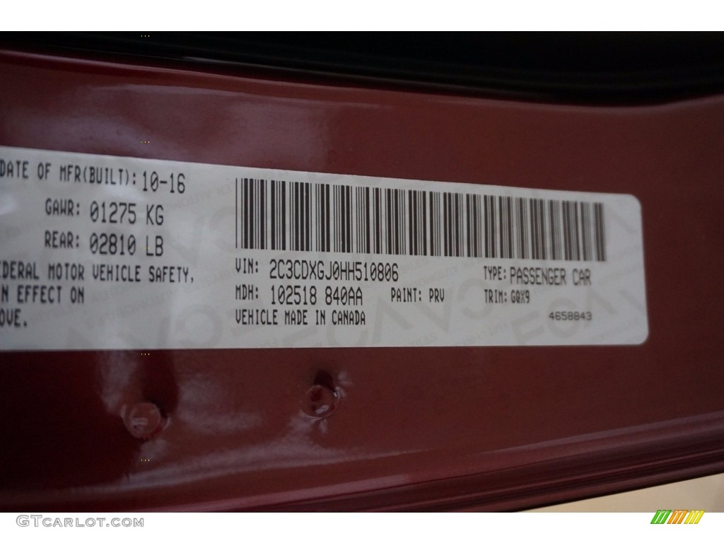 2017 Charger Color Code PRV for Octane Red Photo #117528799