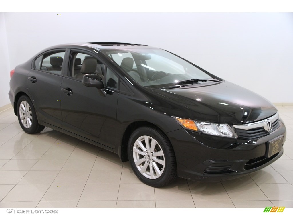 2012 Civic EX-L Sedan - Crystal Black Pearl / Gray photo #1