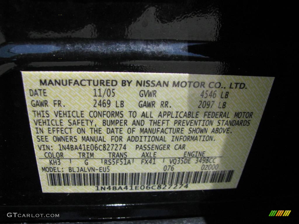2006 Maxima 3.5 SE - Onyx Black / Black photo #14