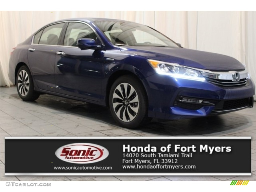 2017 Accord Hybrid Sedan - Vortex Blue Pearl / Black photo #1