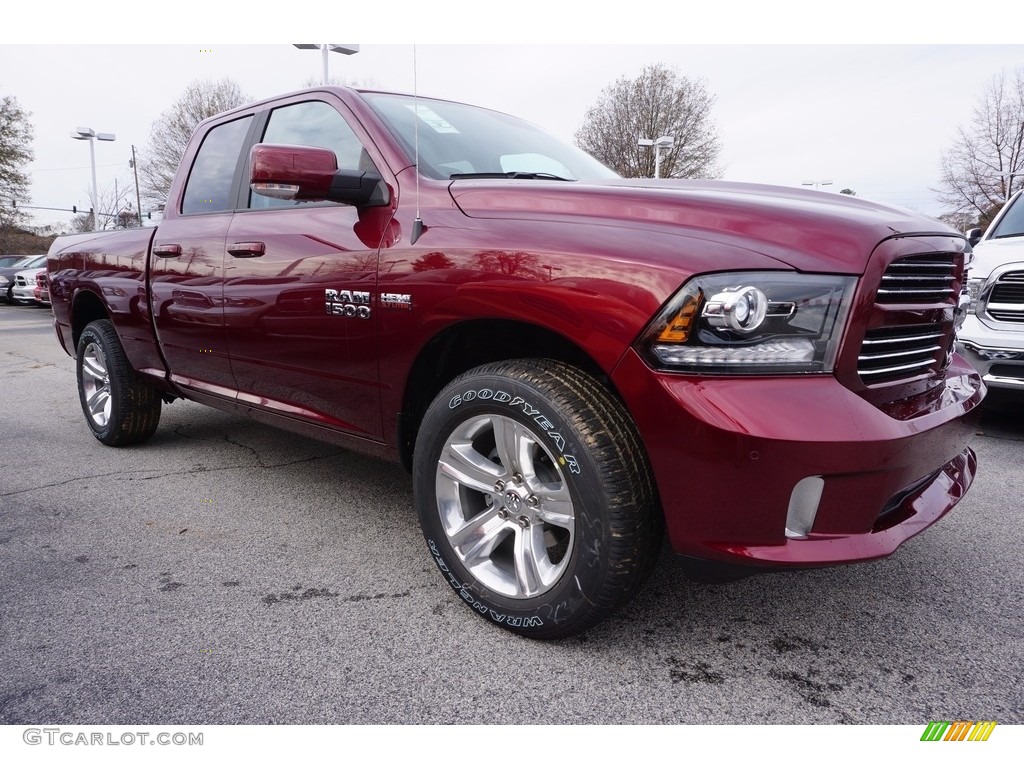 2017 1500 Sport Quad Cab 4x4 - Delmonico Red Pearl / Black/Diesel Gray photo #4
