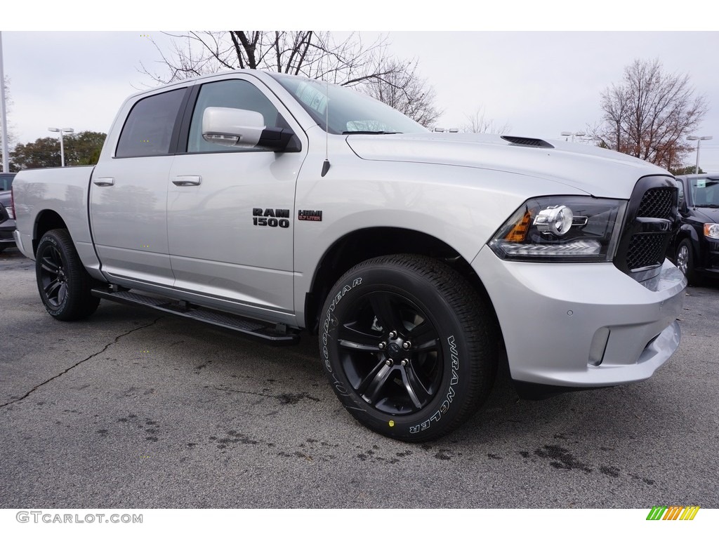 2017 1500 Sport Crew Cab - Bright Silver Metallic / Black/Diesel Gray photo #4