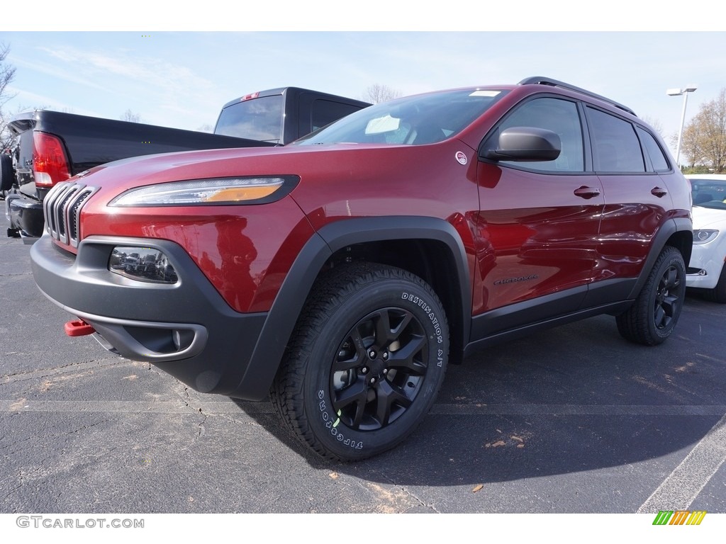 Deep Cherry Red Crystal Pearl 2017 Jeep Cherokee Trailhawk 4x4 Exterior Photo #117593742