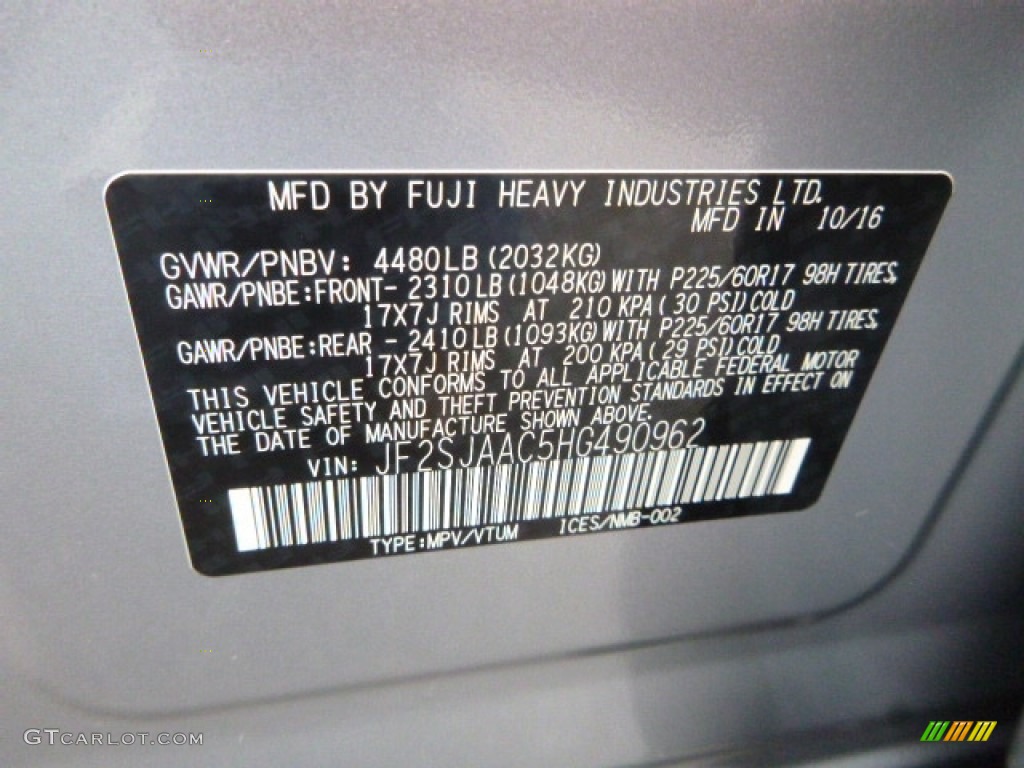 2017 Forester 2.5i - Ice Silver Metallic / Gray photo #15