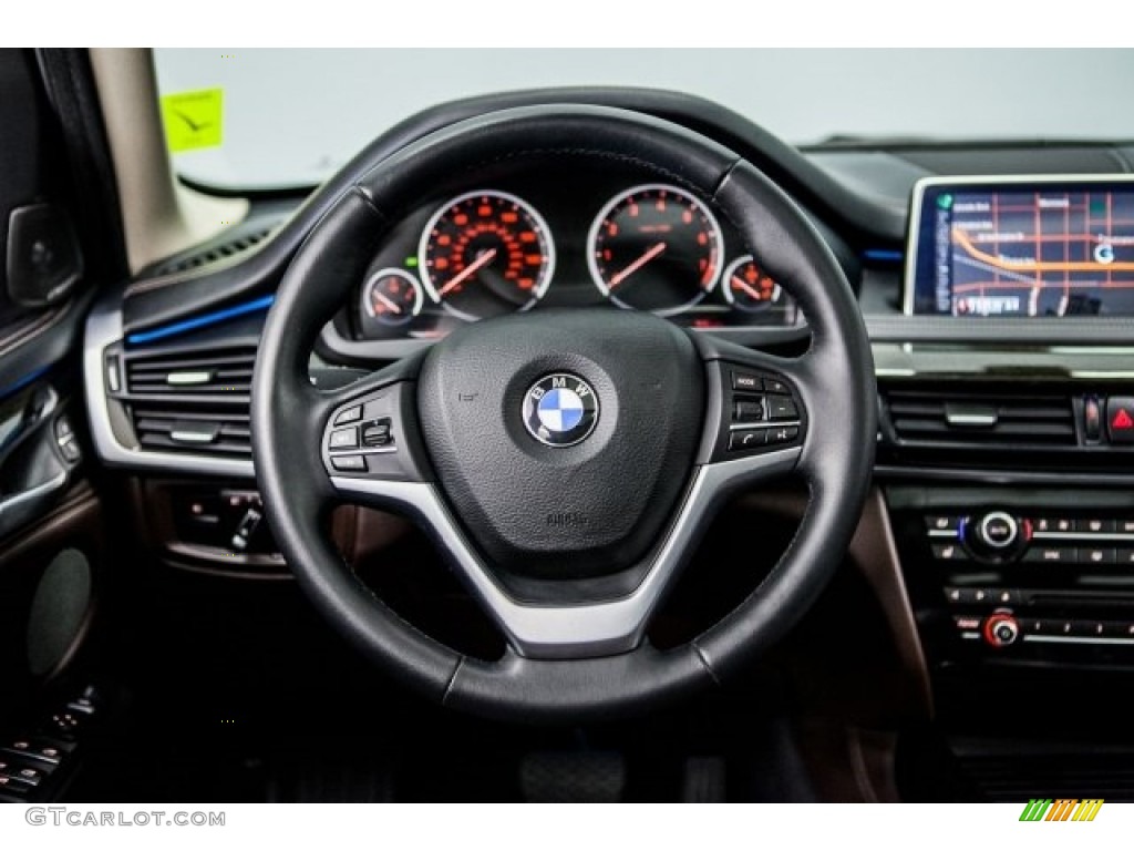 2014 BMW X5 xDrive35i Mocha Steering Wheel Photo #117608175