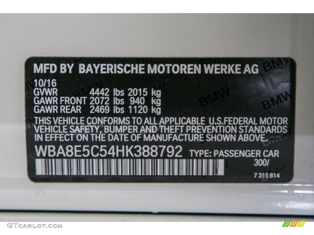 2017 3 Series 328d Sedan - Alpine White / Black photo #10